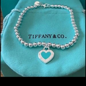 Brand new Tiffany blue enamel beaded Heart bracelet